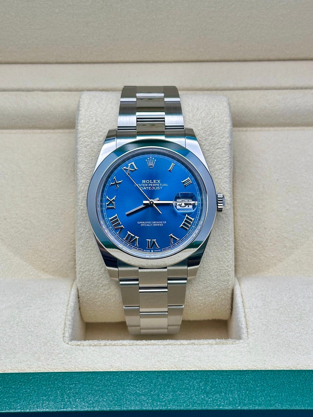 Rolex Steel Datejust 41  - Smooth Bezel - Blue Roman Dial - Oyster Bracelet - 126300 blro