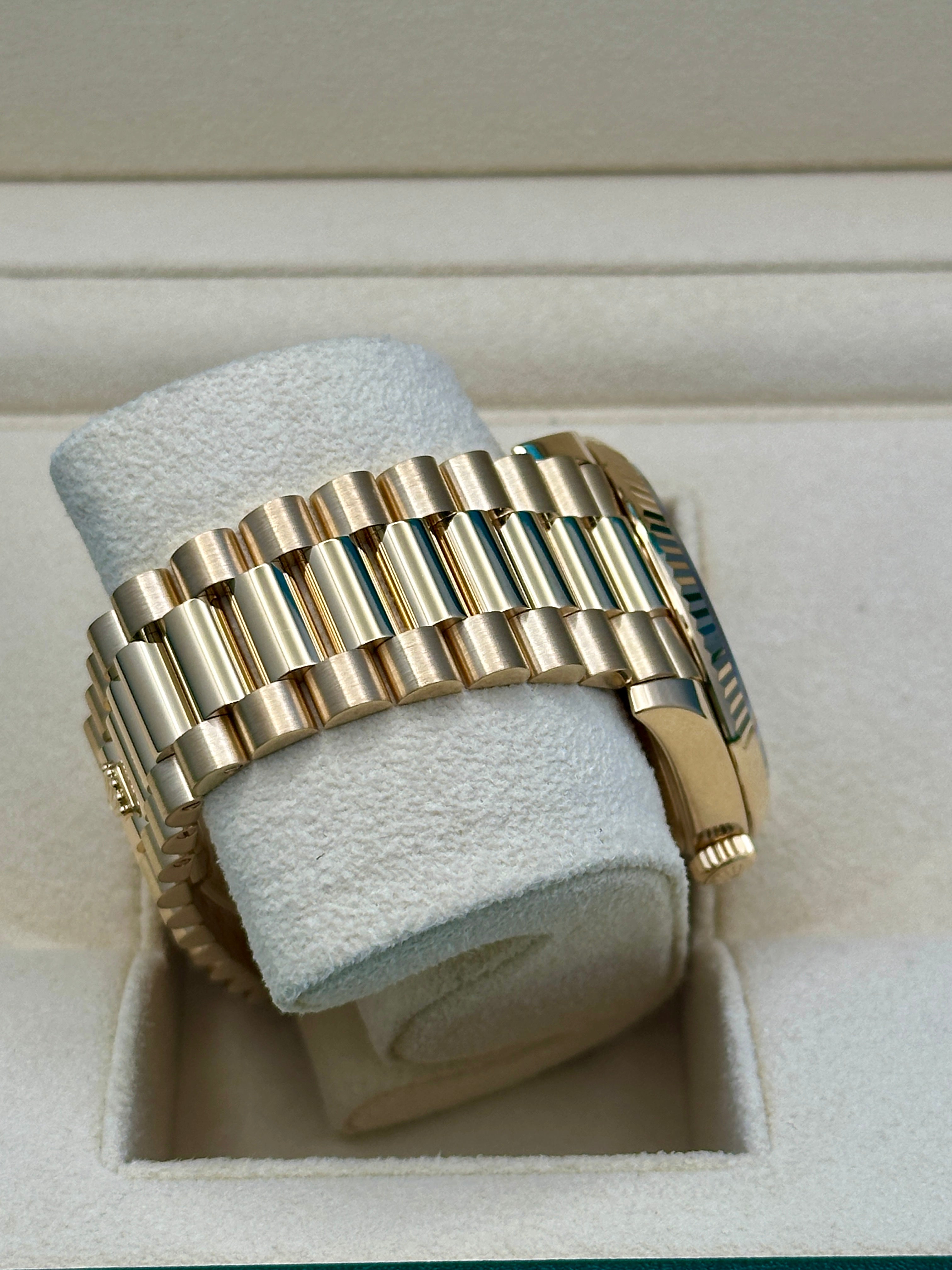 Rolex Yellow Gold Day-Date 40  - Black Baguette Diamond Dial - President Bracelet - 228238 bkbdp