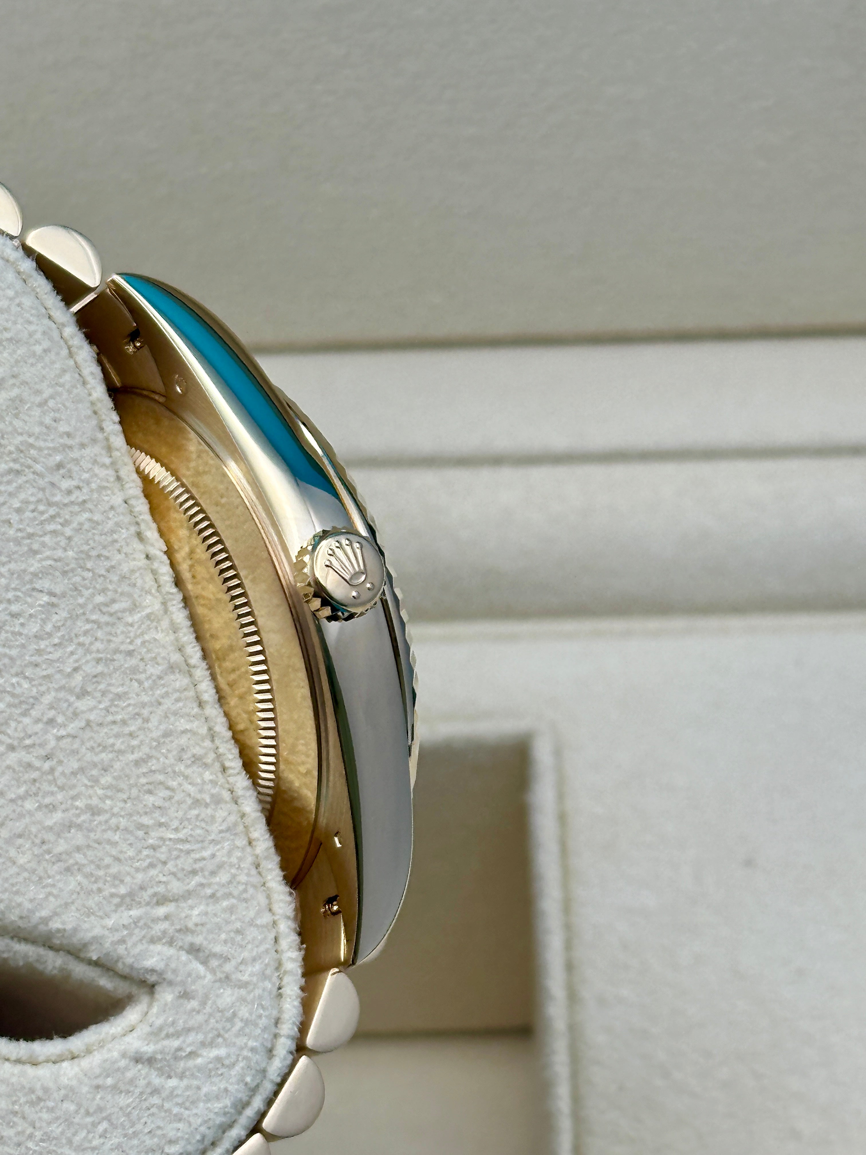 Rolex Yellow Gold Day-Date 40  - Black Baguette Diamond Dial - President Bracelet - 228238 bkbdp