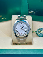 Rolex Steel Datejust 41  - Smooth Bezel - White Roman Dial - Oyster Bracelet - 126300 wro
