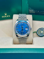 Rolex Steel Datejust 41  - Smooth Bezel - Blue Roman Dial - Jubilee Bracelet - 126300 blrj