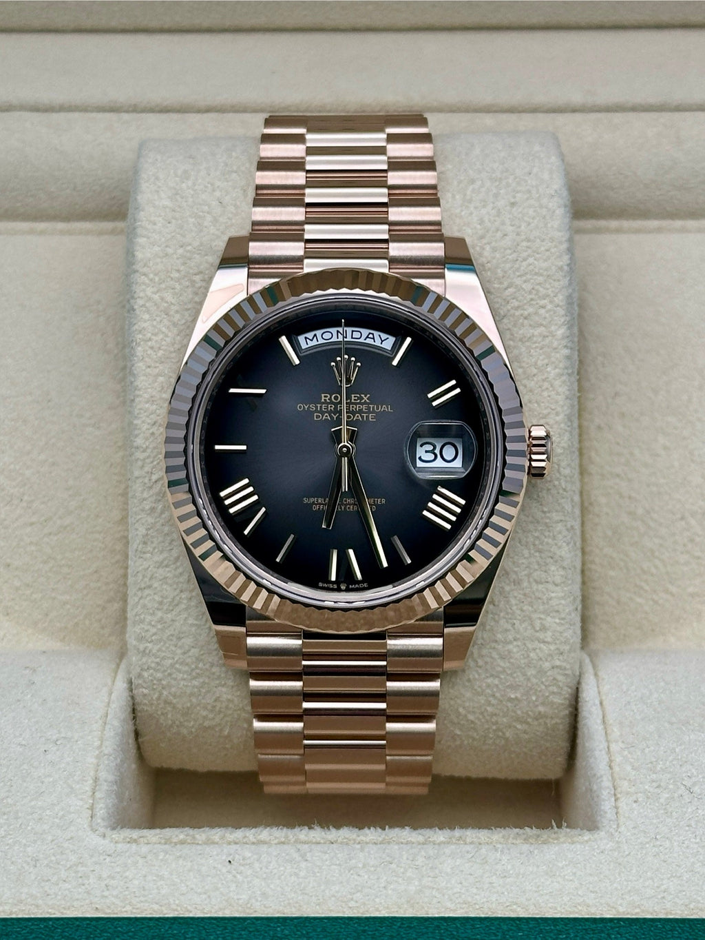 Rolex Everose Gold Day-Date 40 - Slate Dial - President Bracelet - 228235 slate