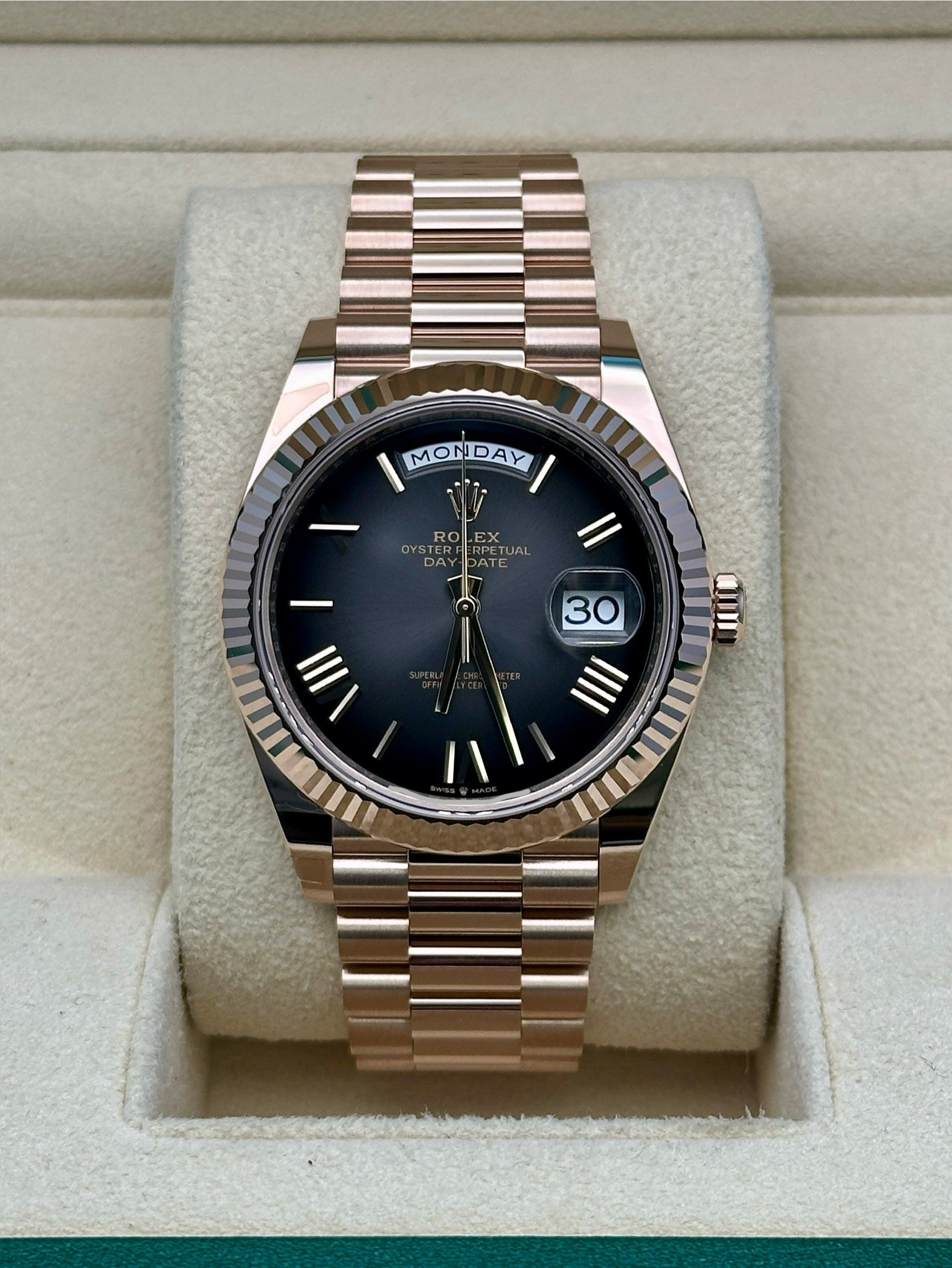 Rolex Everose Gold Day-Date 40 - Slate Dial - President Bracelet - 228235 slate