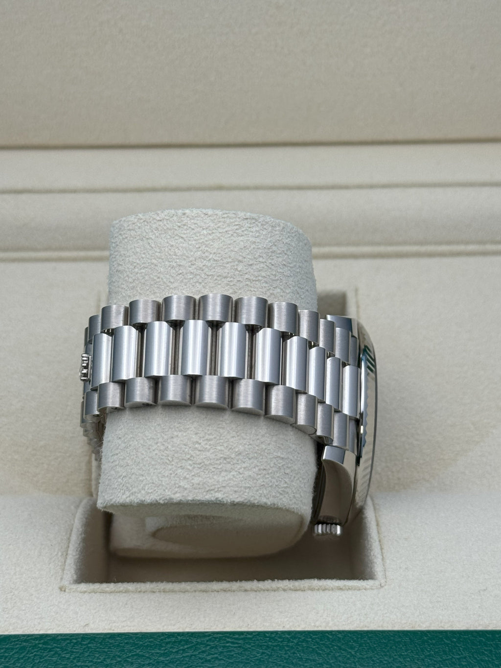 Rolex White Gold Day-Date 40  - Blue Bevelled Roman Dial - President Bracelet - 228239 blrp