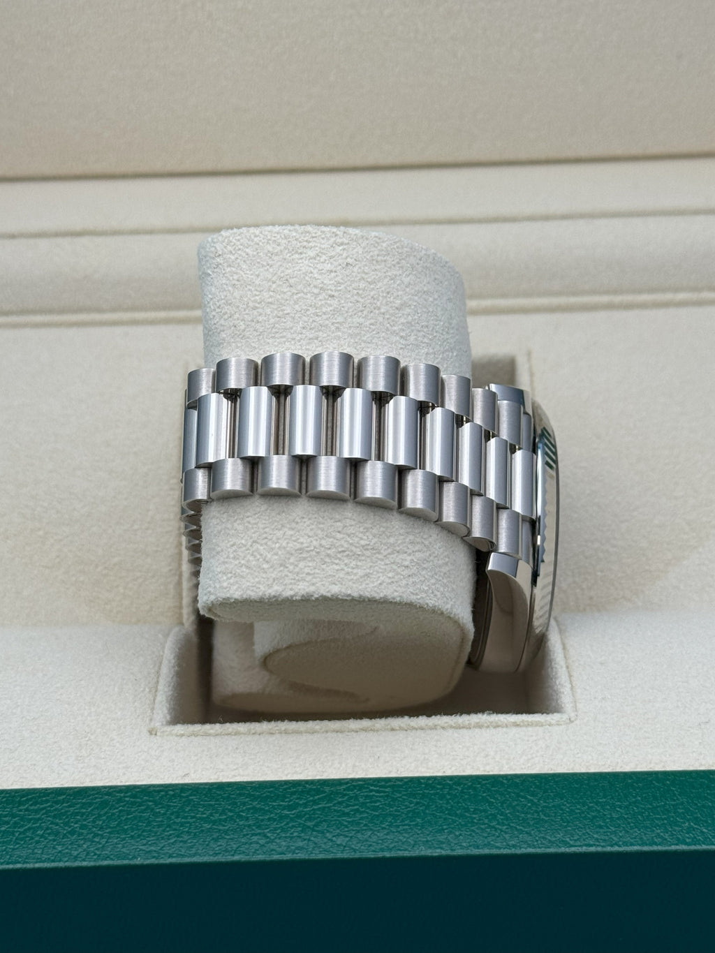 Rolex White Gold Day-Date 40  - Blue Bevelled Roman Dial - President Bracelet - 228239 blrp