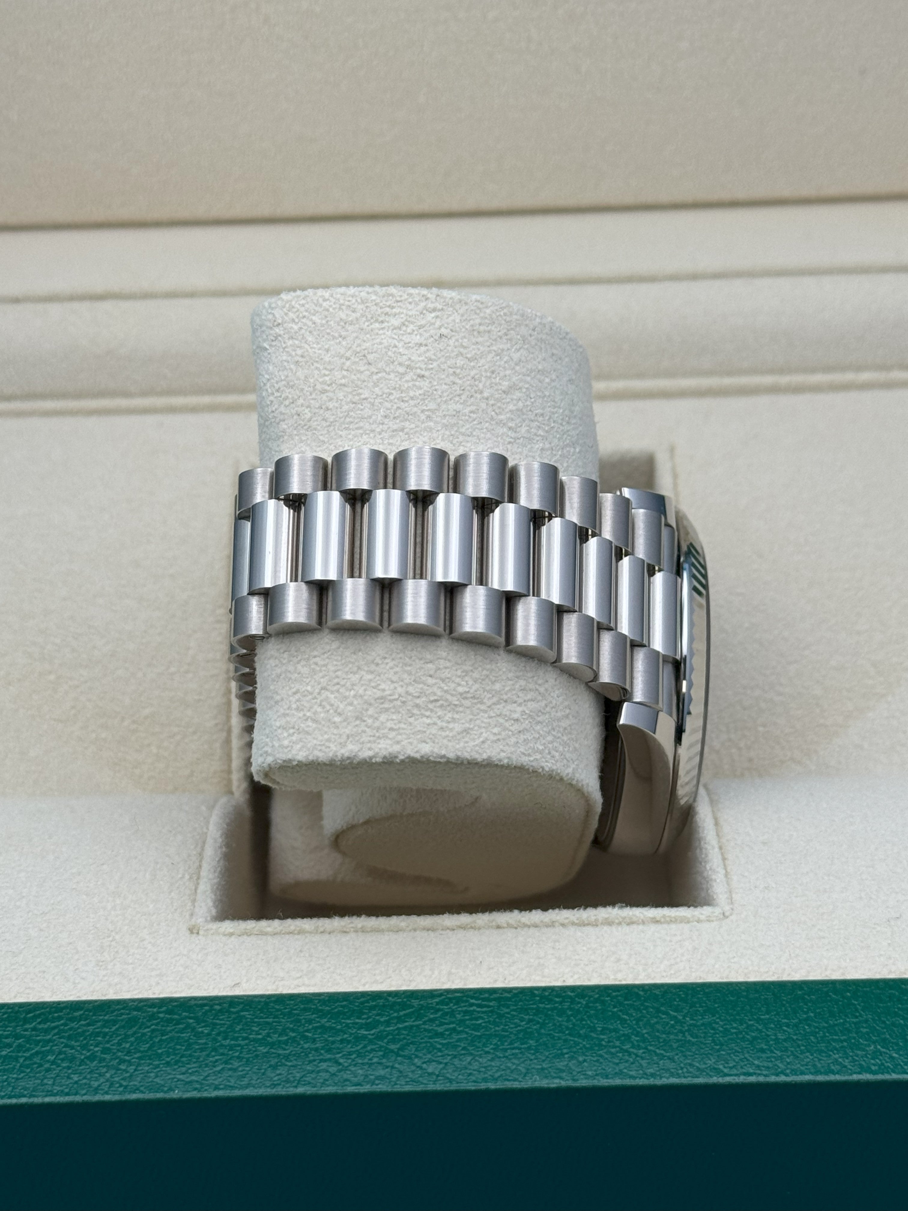 Rolex White Gold Day-Date 40  - Blue Bevelled Roman Dial - President Bracelet - 228239 blrp