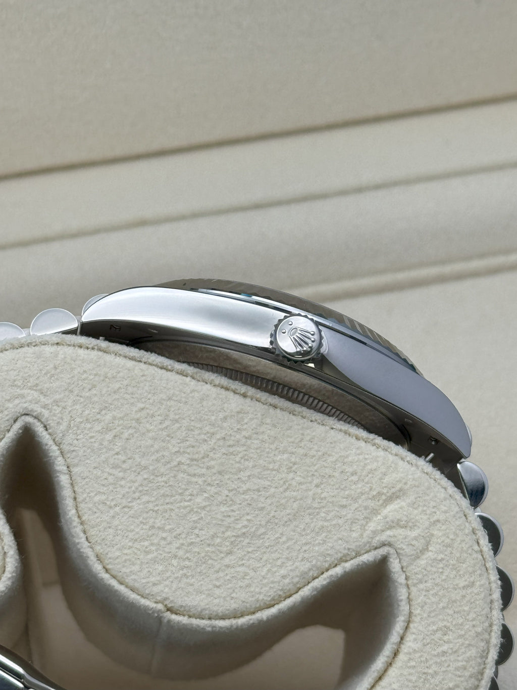 Rolex White Gold Day-Date 40  - Blue Bevelled Roman Dial - President Bracelet - 228239 blrp