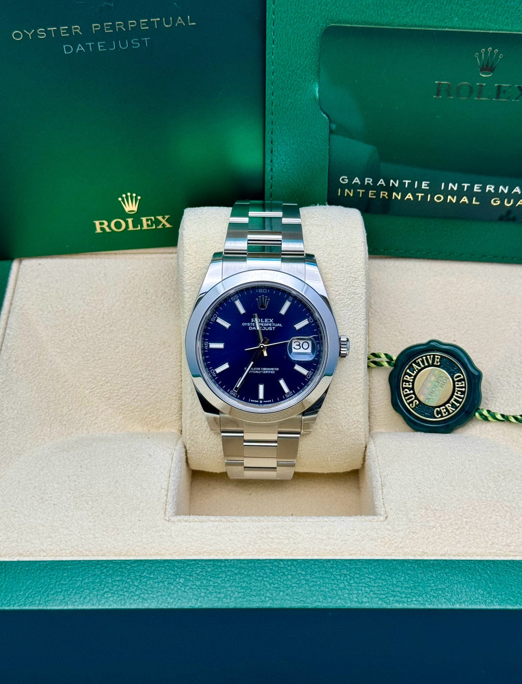 Rolex Steel Datejust 41  - Smooth Bezel - Blue Index Dial - Oyster Bracelet - 126300 blio