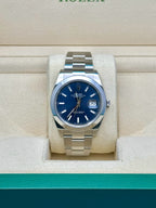 Rolex Steel Datejust 41  - Smooth Bezel - Blue Index Dial - Oyster Bracelet - 126300 blio