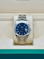 Rolex Steel Datejust 41  - Smooth Bezel - Blue Index Dial - Oyster Bracelet - 126300 blio