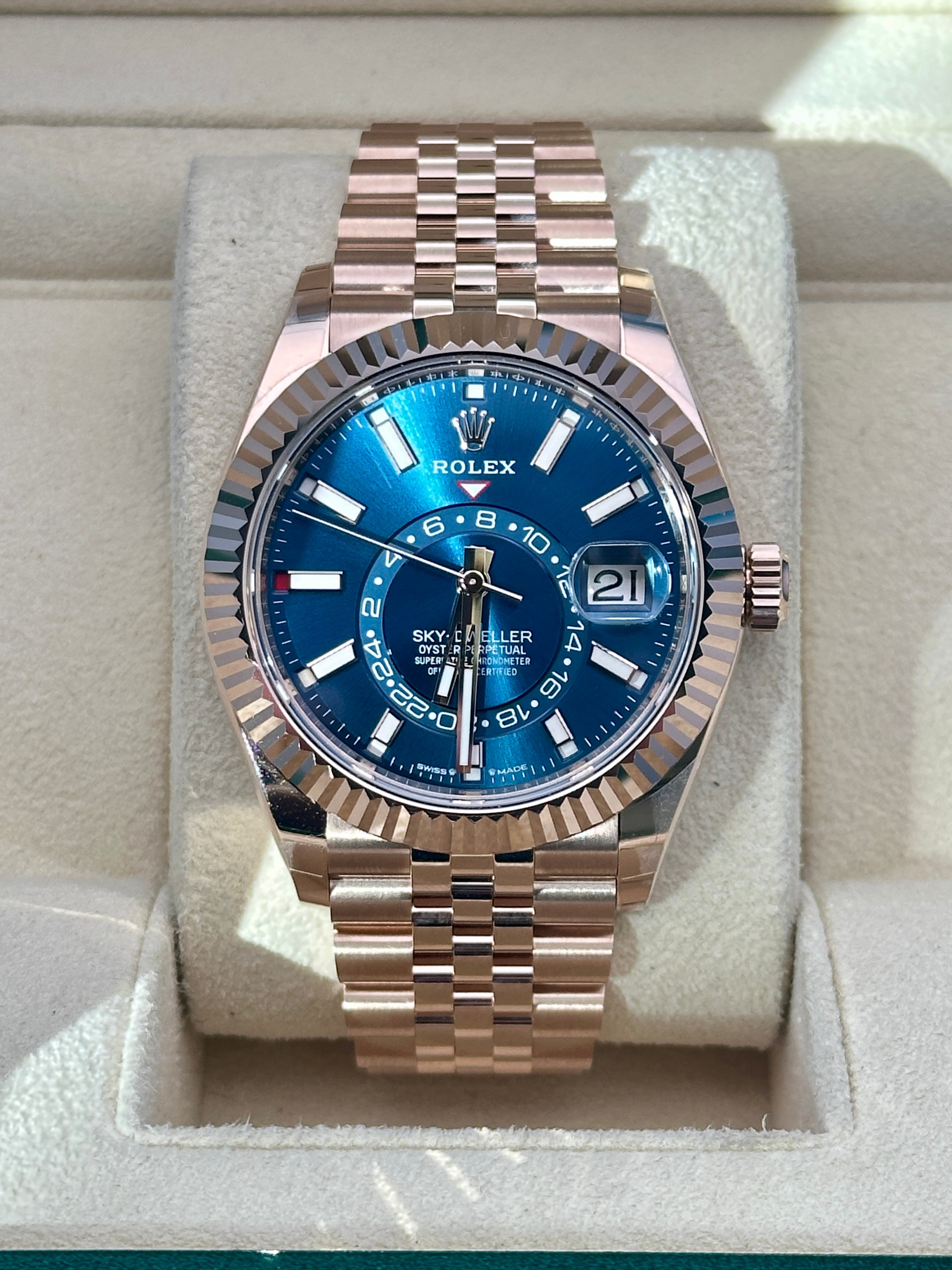 Rolex Sky Dweller 42 Blue Dial Rose Gold Jubilee Mens  336935
