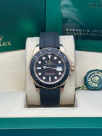 Rolex Everose Gold Yacht-Master 40 Watch - Black Dial - Oysterflex Strap