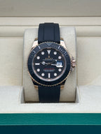 Rolex Everose Gold Yacht-Master 40 Watch - Black Dial - Oysterflex Strap