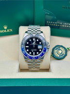 Rolex Steel GMT-Master II 40  - Black And Blue Batman Bezel - Black Dial - Jubilee Bracelet - 126710BLNR