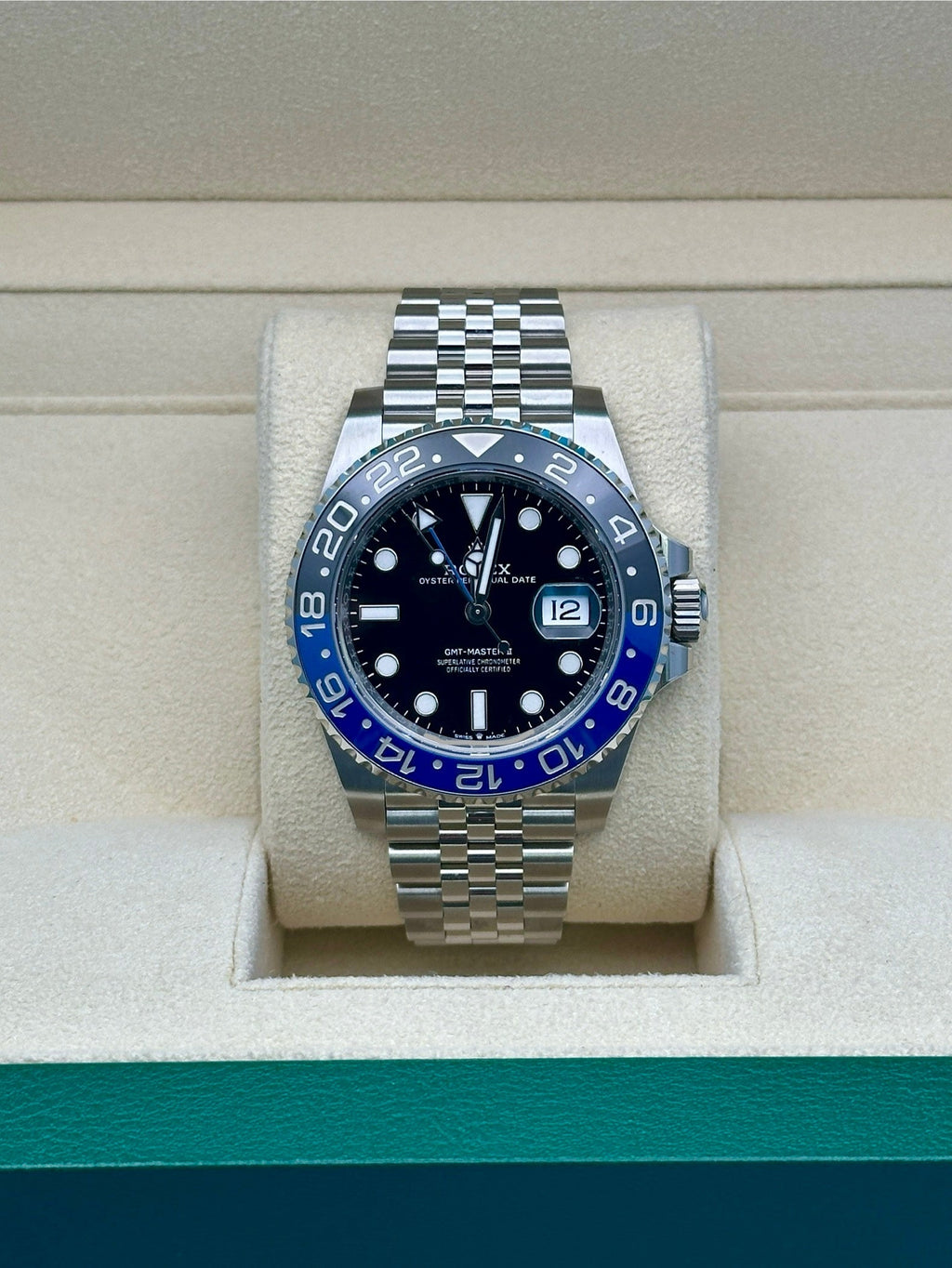 Rolex Steel GMT-Master II 40  - Black And Blue Batman Bezel - Black Dial - Jubilee Bracelet - 126710BLNR