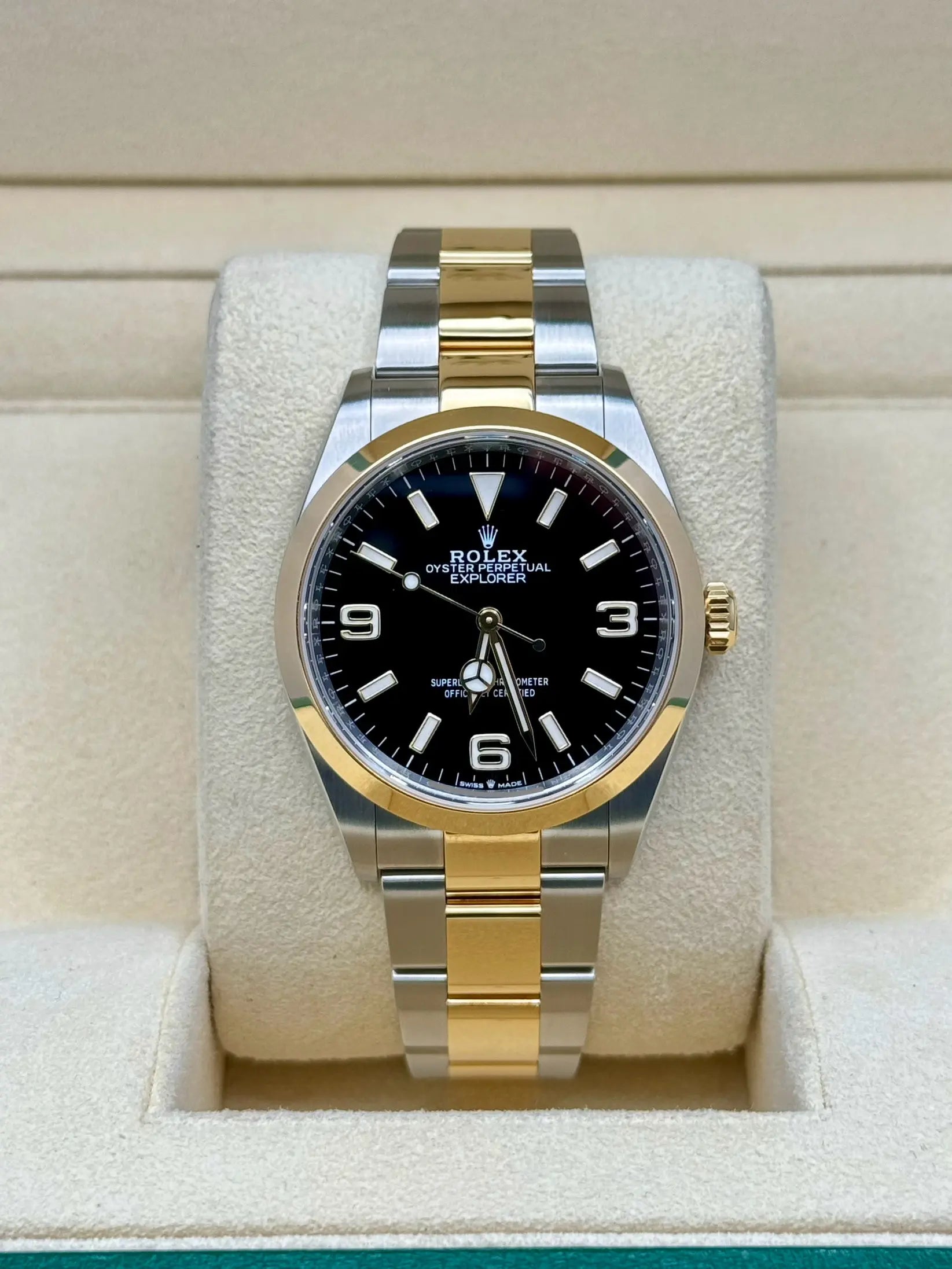 Rolex Two Tone Oyster Perpetual Explorer - Black Dial - Oyster Steel and Yellow Gold Bracelet - 124273