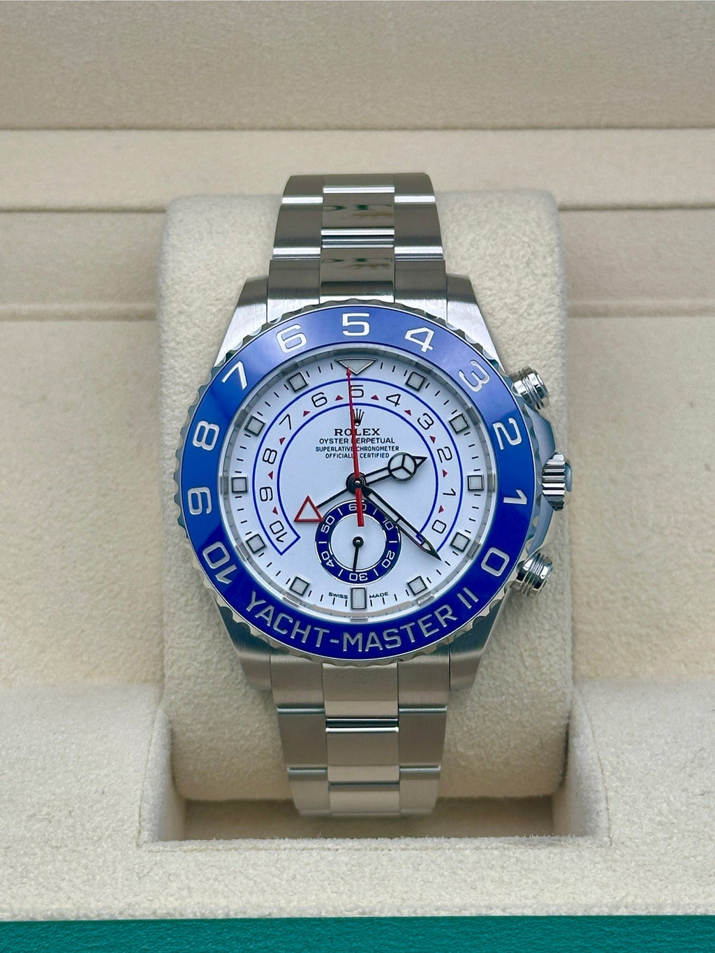 Rolex Steel Yacht-Master II 44  Mercedes Hands - Matt White Dial - 116680