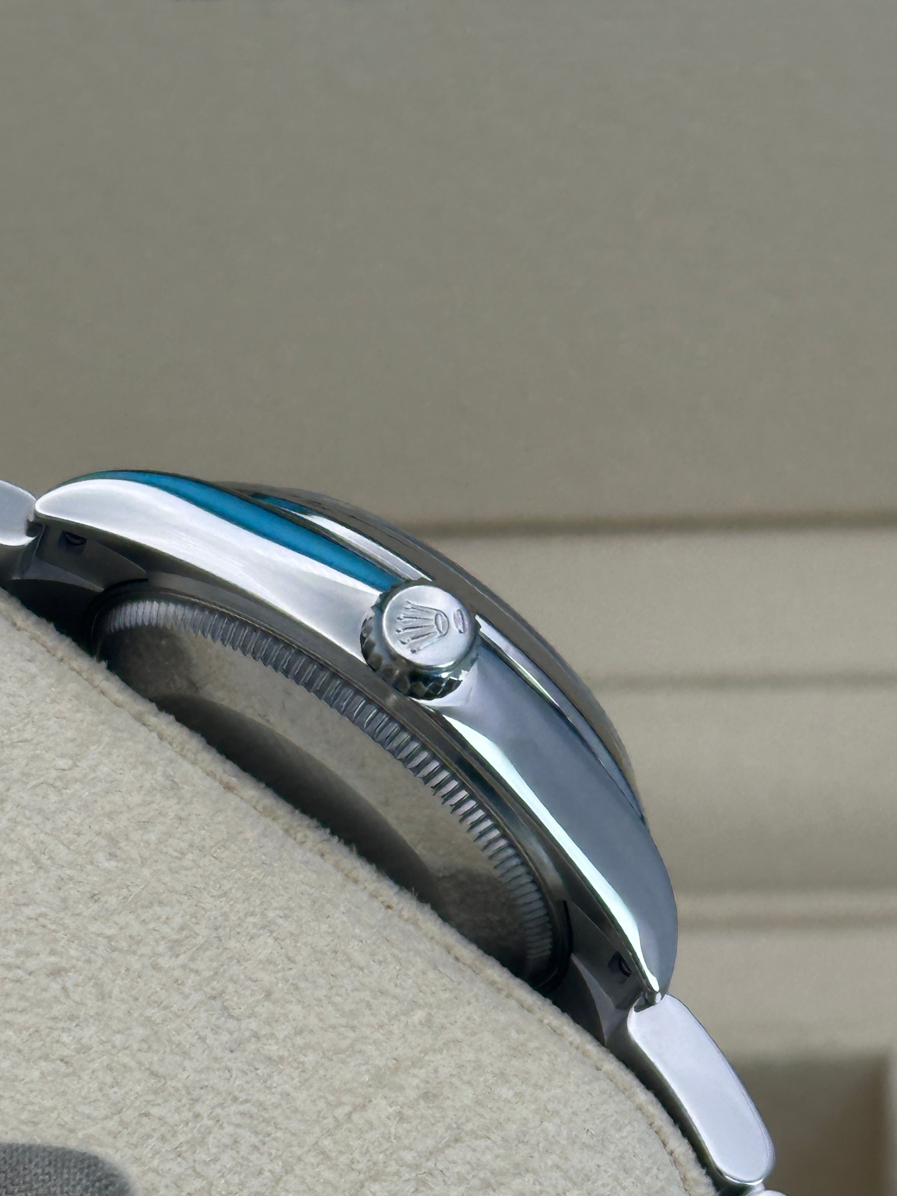 Rolex Oyster Perpetual 28 Watch - Domed Bezel - Blue Index Dial