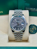 Rolex Steel and White Gold Rolesor Datejust 41  - Dark Rhodium Diamond Dial - Jubilee Bracelet - 126334 dkrdj