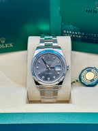 Rolex Steel and White Gold Rolesor Datejust 41  - Dark Rhodium Diamond Dial - Oyster Bracelet - 126334 dkrdo