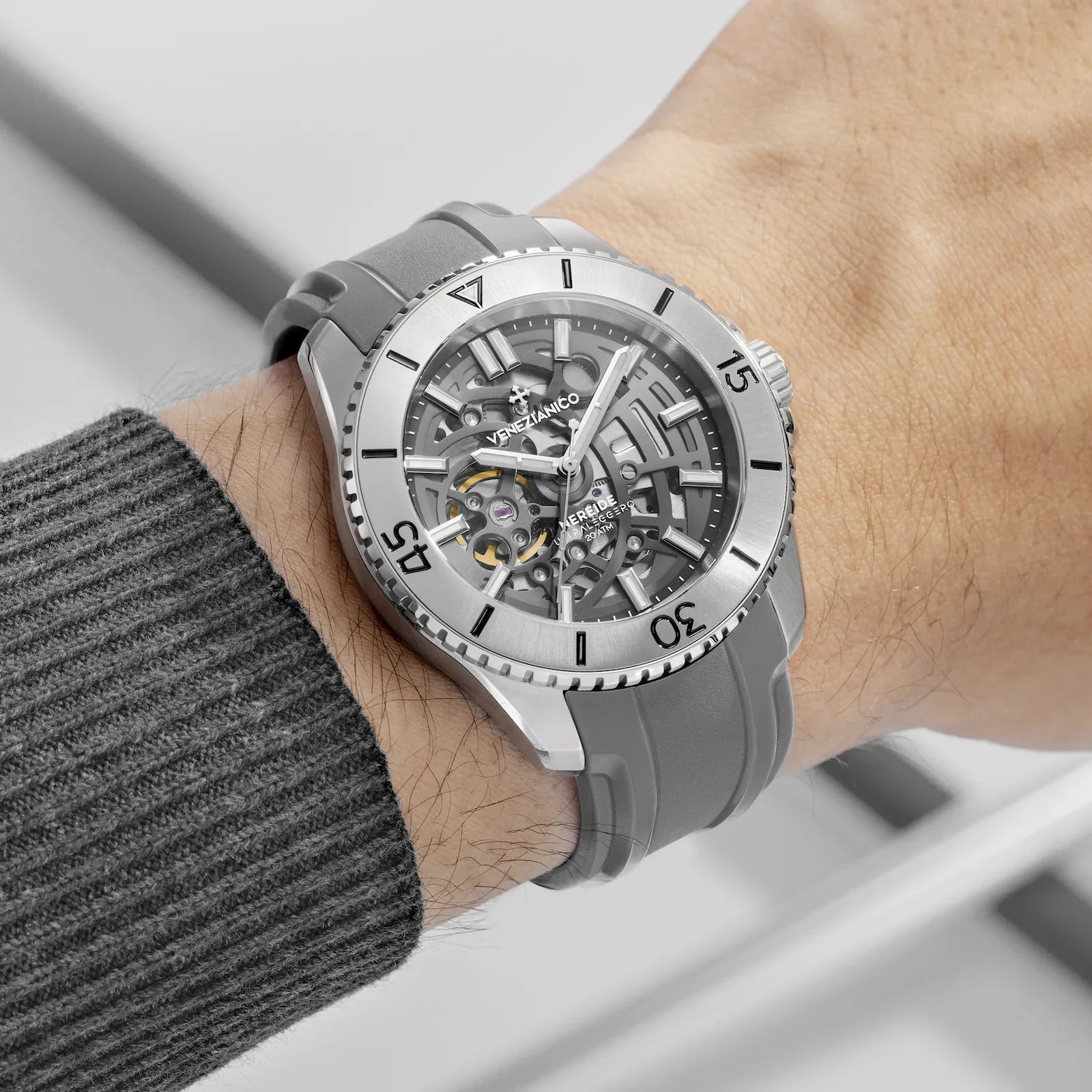 Venezianico Automatic Watch Nereide UltraLeggero 42 Skeleton Grey