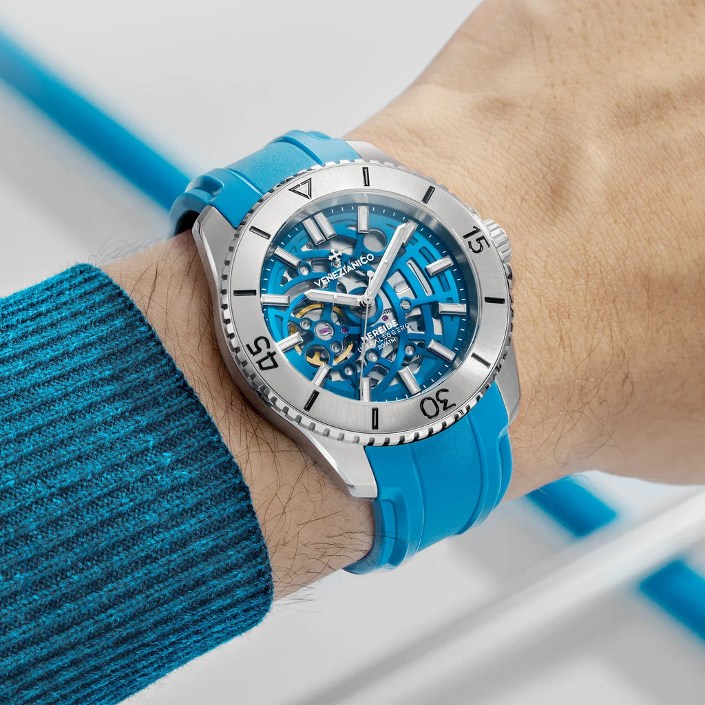 Venezianico Automatic Watch Nereide UltraLeggero 42 Skeleton Aqua