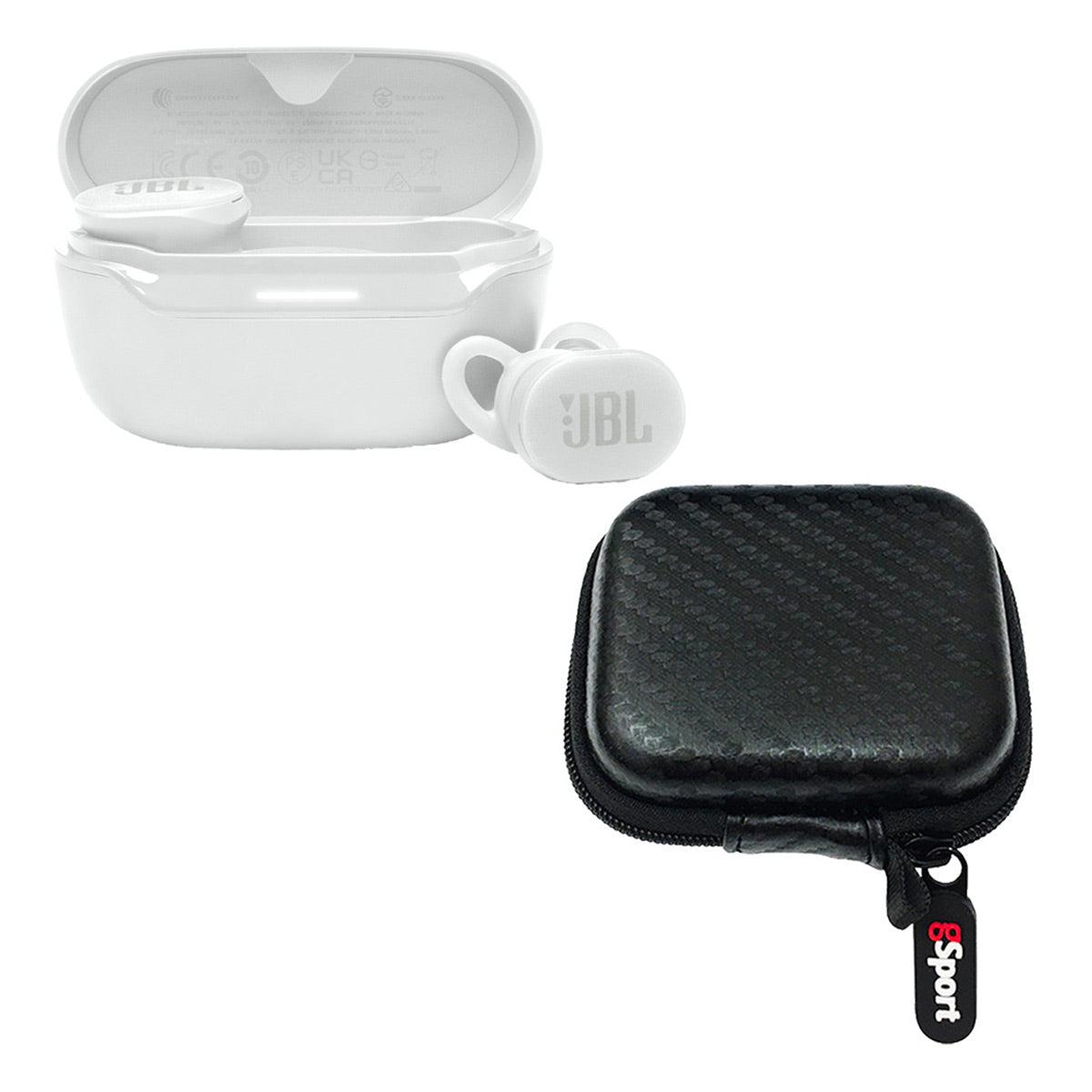 JBL Endurance Race 2 True Wireless Sport Earbuds Bundle with gSport Case (White)