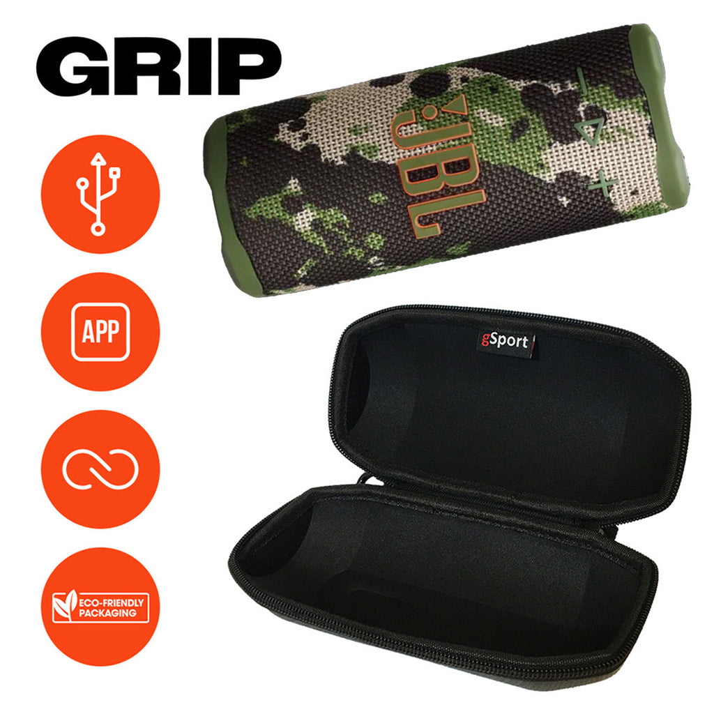 JBL Grip Compact Portable Bluetooth Speaker Bundle with gSport Case (Camo)