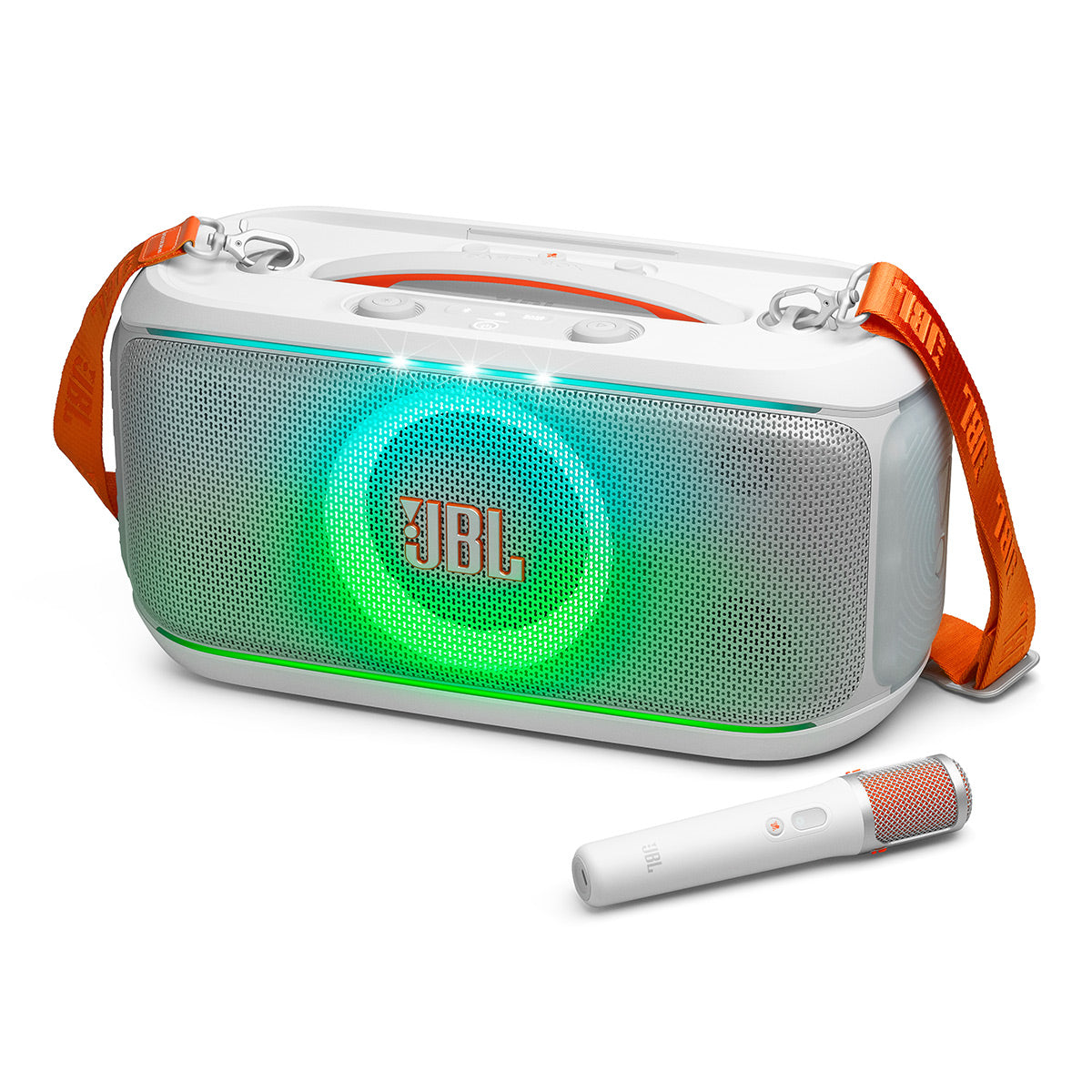 JBL PartyBox On-The-Go 2 Plus Portable Party Speaker with Digital Microphone (White)