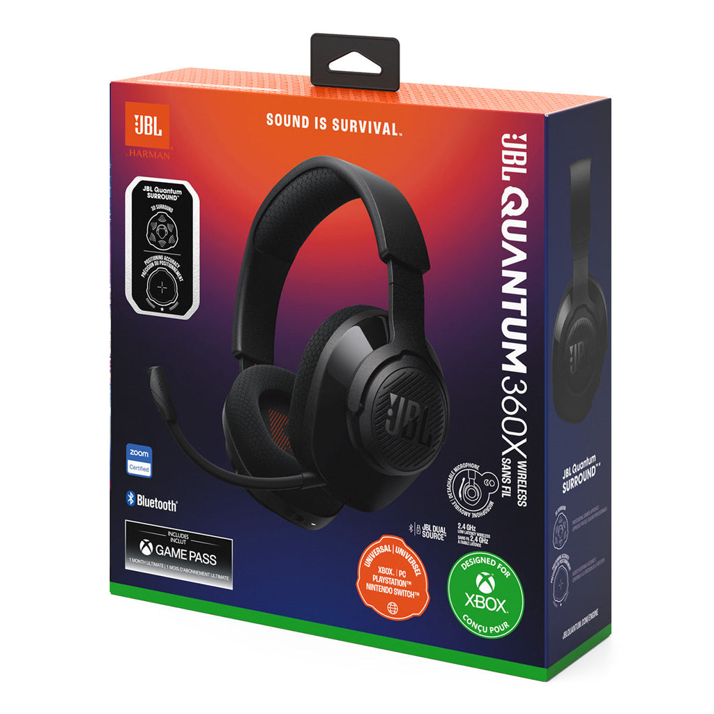 JBL Quantum 360X Universal Wireless Gaming Headset with Detachable Boom Mic (Black)