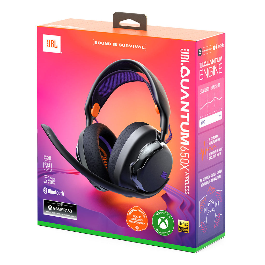JBL Quantum 650X Wireless Over-Ear Gaming Headset Bundle with gSport Case (Black)