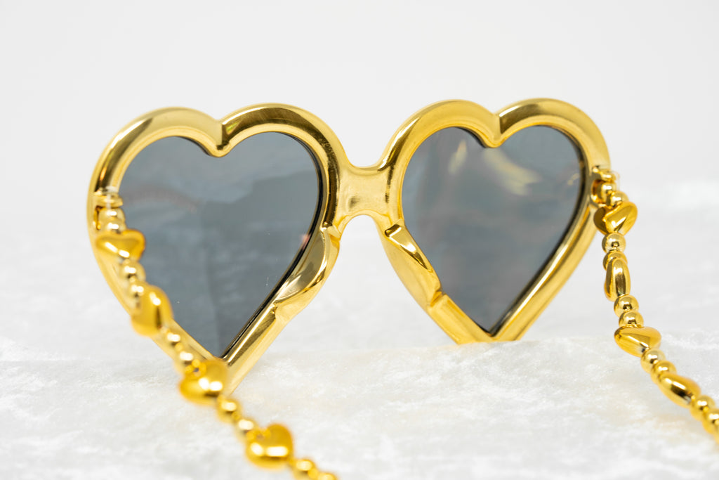 Jeremy Scott Ladies Heart Gold Sunglasses
