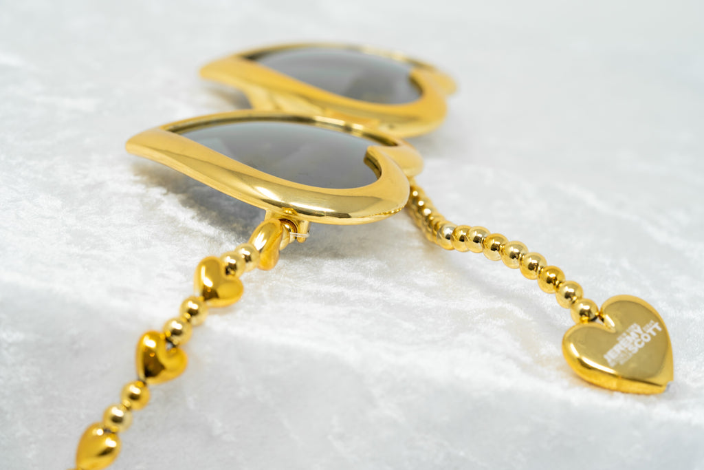 Jeremy Scott Ladies Heart Gold Sunglasses