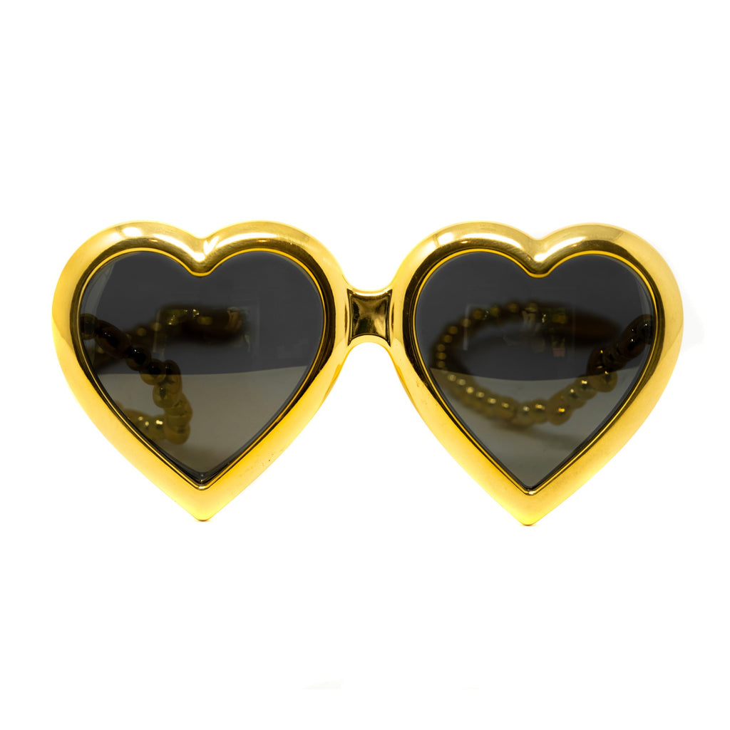 Jeremy Scott Ladies Heart Gold Sunglasses