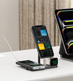 KUXIU X23 Pro 3-in-1 MagSafe Dual-Core Fast Charging Stand - Carbon Fiber