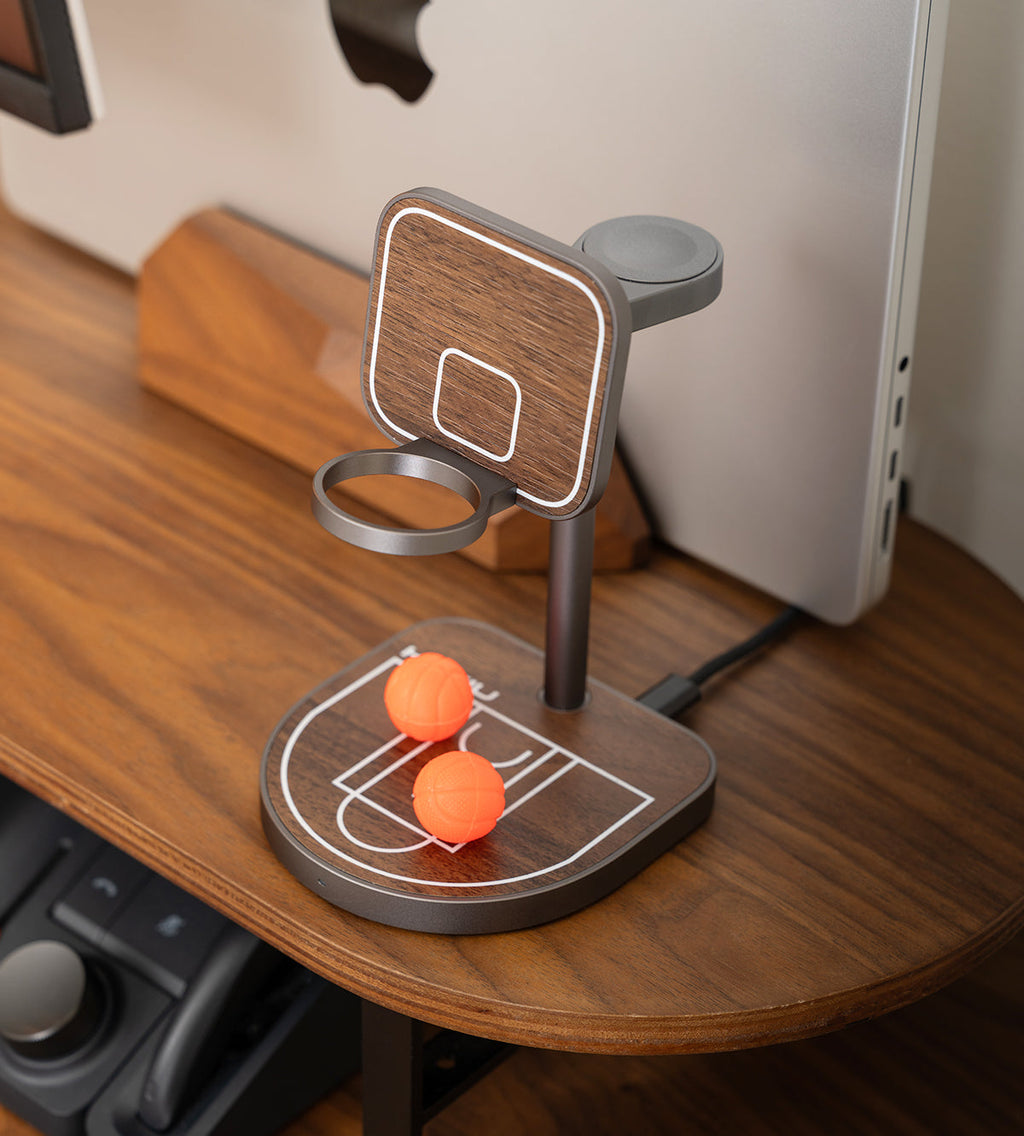 KUXIU Qi2 3-Point Power Creative 3-in-1 MagSafe Charging Stand - Wood Grain