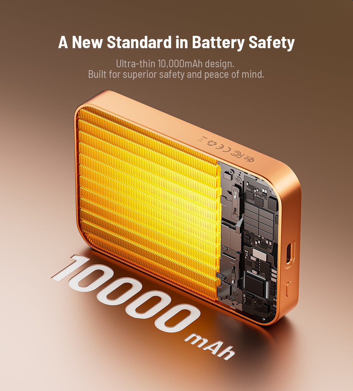 KUXIU S4 Qi2.2 25W 10000mAh Aluminum Alloy Semi-Solid Safe Wireless Power Bank — Cosmic Orange