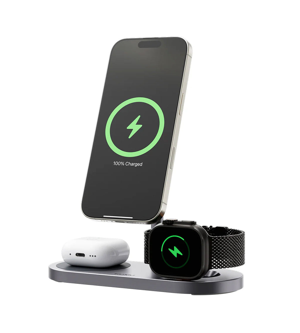 KUXIU X23 Pro 3-in-1 MagSafe Dual-Core Fast Charging Stand – Gray