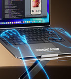 KUXIU X53 Ergonomic Laptop Stand with Built-in 8-in-1 Hub - Wood Grain