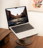 KUXIU X53 Ergonomic Laptop Stand with Built-in 8-in-1 Hub - Wood Grain