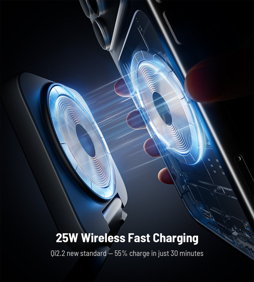 KUXIU X55 Turbo Qi2.2 Certified 25W 3-in-1 MagSafe Foldable Wireless Charging Stand  - Black
