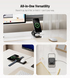 KUXIU X55 Turbo Qi2.2 Certified 25W 3-in-1 MagSafe Foldable Wireless Charging Stand  - Black