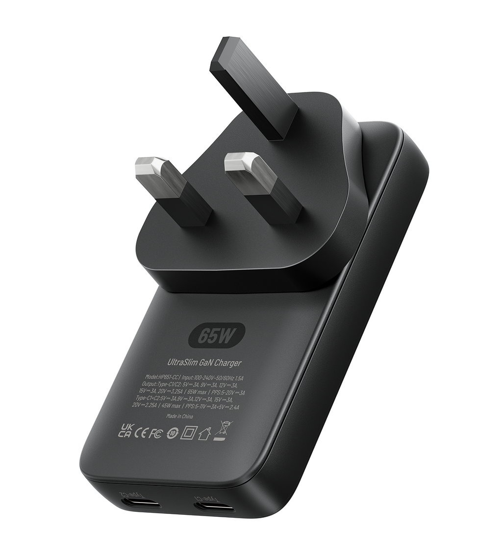 KUXIU 65W UltraSlim GaN Adapter – US Plug + EU & UK Plug Adapter Set