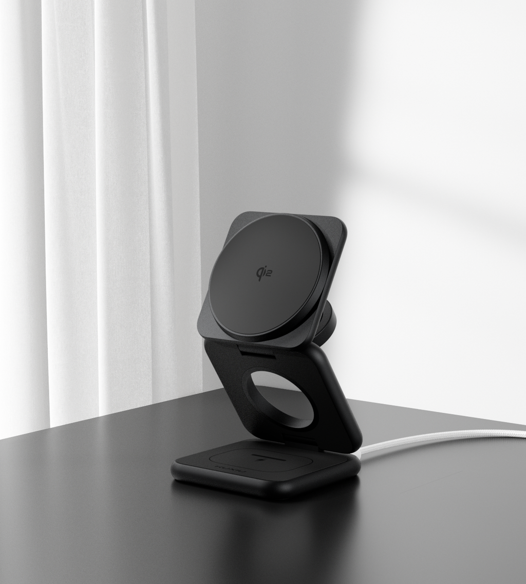 KUXIU X40Q Qi2.2 3-In-1 Foldable Magnetic Wireless Charging Station for Samsung - Black