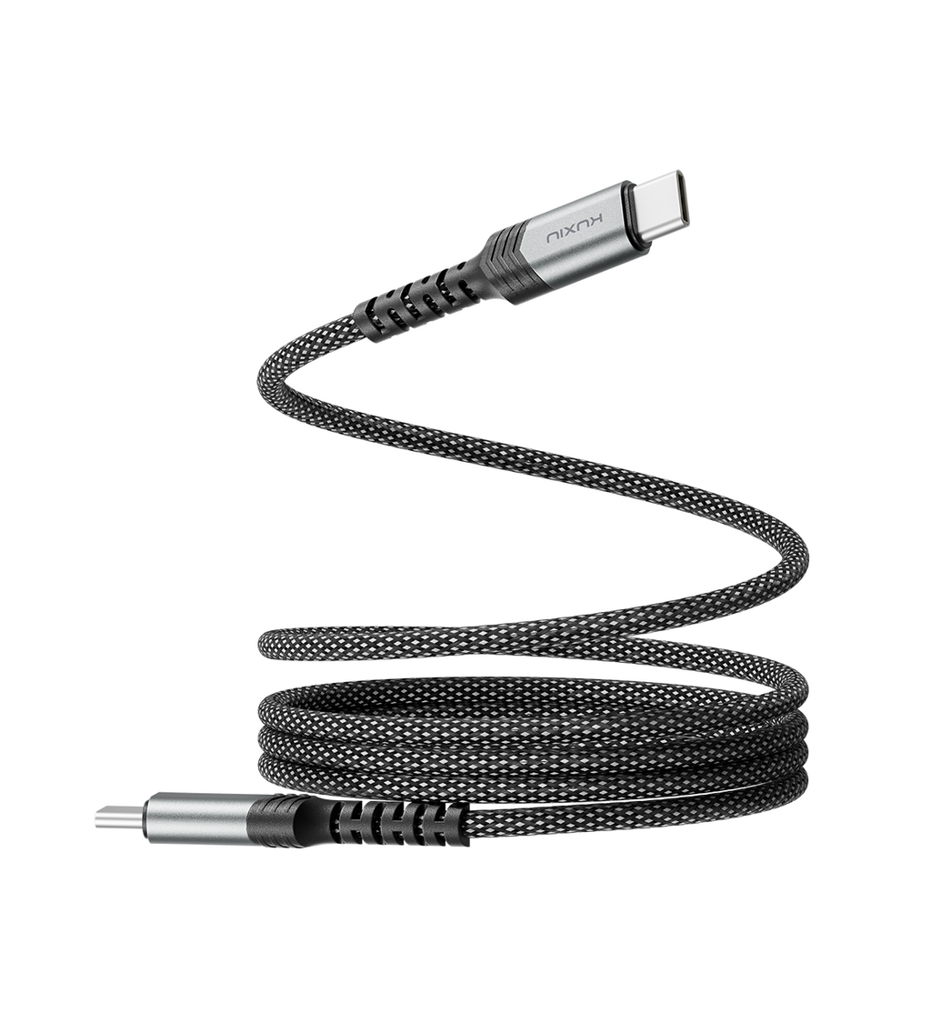 KUXIU 240W 4.92/1.5m Magnetic Auto-Coiling Cable - Gray
