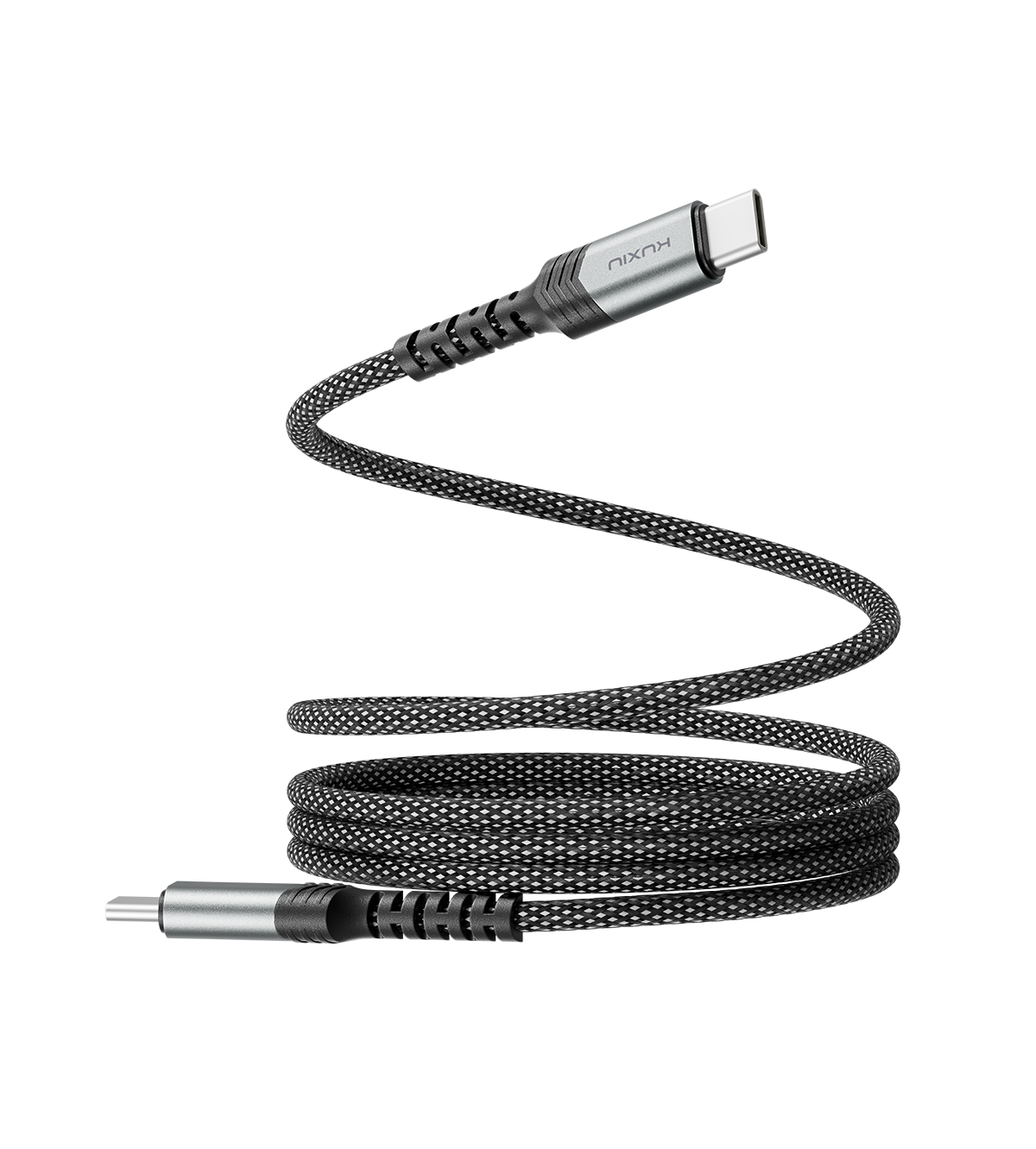 KUXIU 240W 4.92/1.5m Magnetic Auto-Coiling Cable - Gray