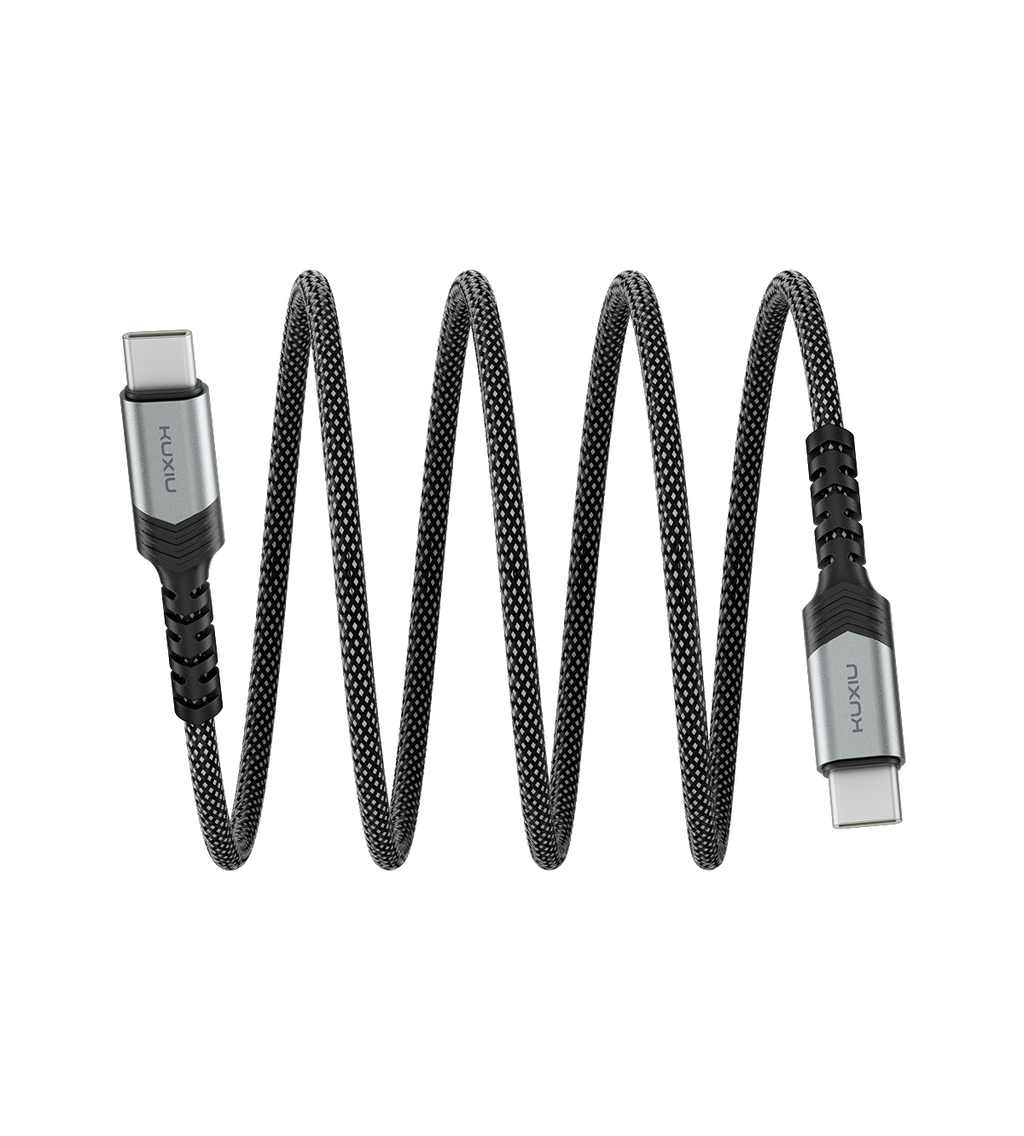 KUXIU 240W 4.92/1.5m Magnetic Auto-Coiling Cable - Gray