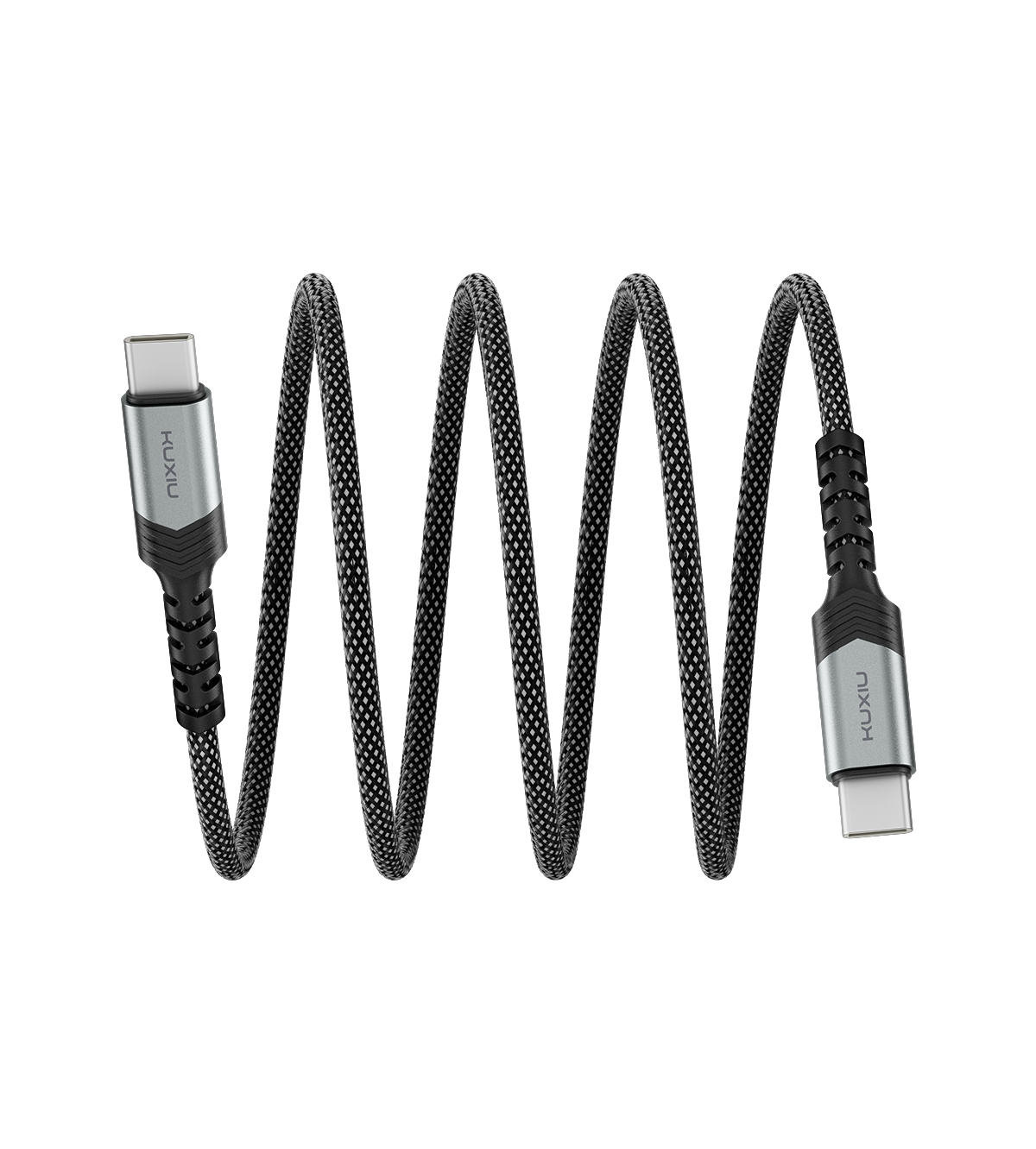 KUXIU 240W 4.92/1.5m Magnetic Auto-Coiling Cable - Gray