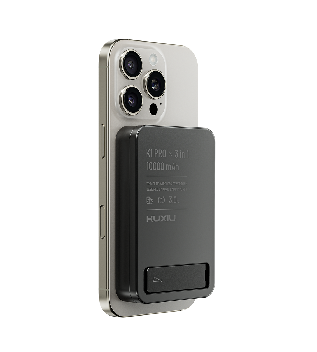 KUXIU K1 15W Fast Charging 3-in-1 MagSafe Wireless Power Bank - Black