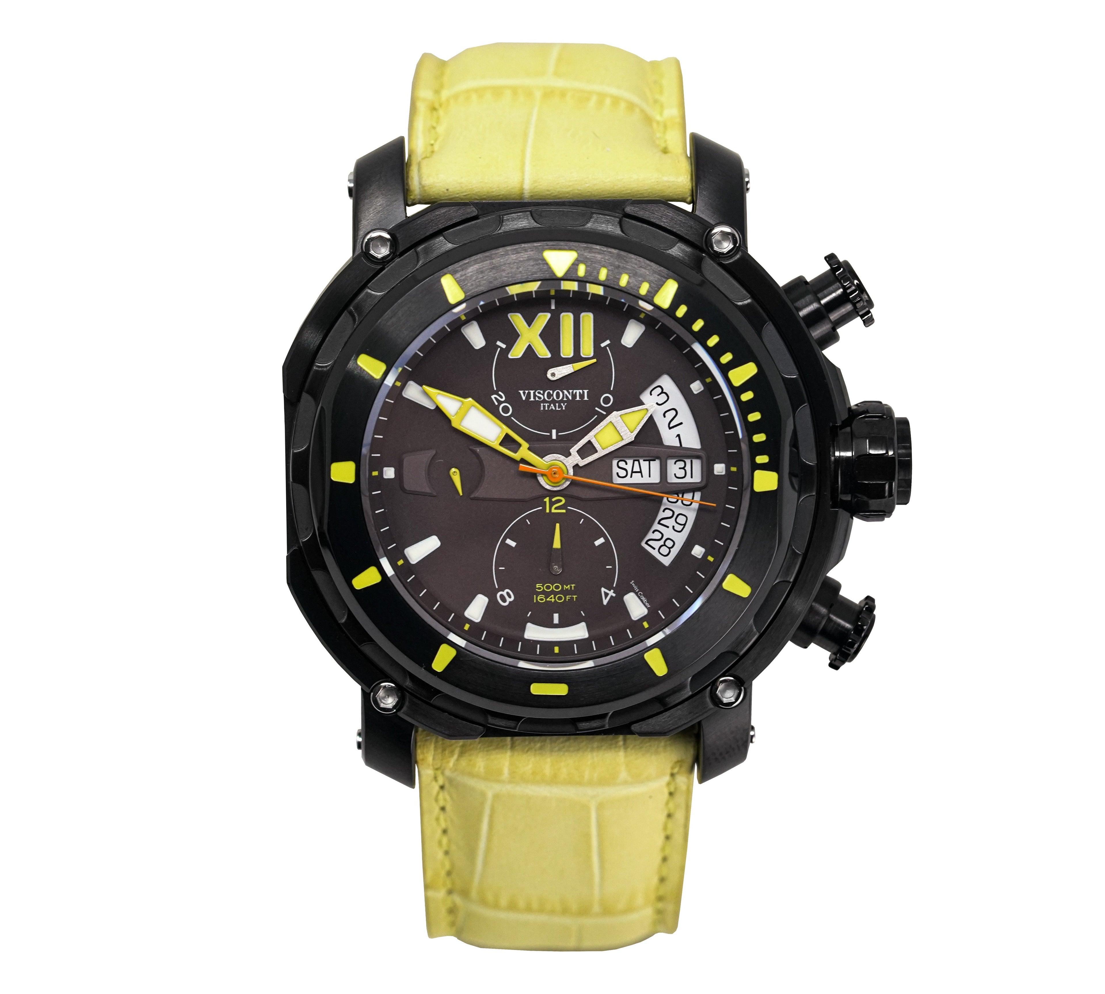 Visconti Men's Chronograph Full Dive 500M Yellow Watch